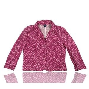Gap Blazer Womens 10 Pink Circle Print Cotton Y2K Preppy Cottage Jacket